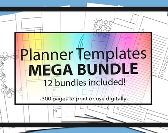 Planner Templates Mega Bundle:  printables, planner inserts, journal templates, digital, adhd planner, daily planner kit, notion templates