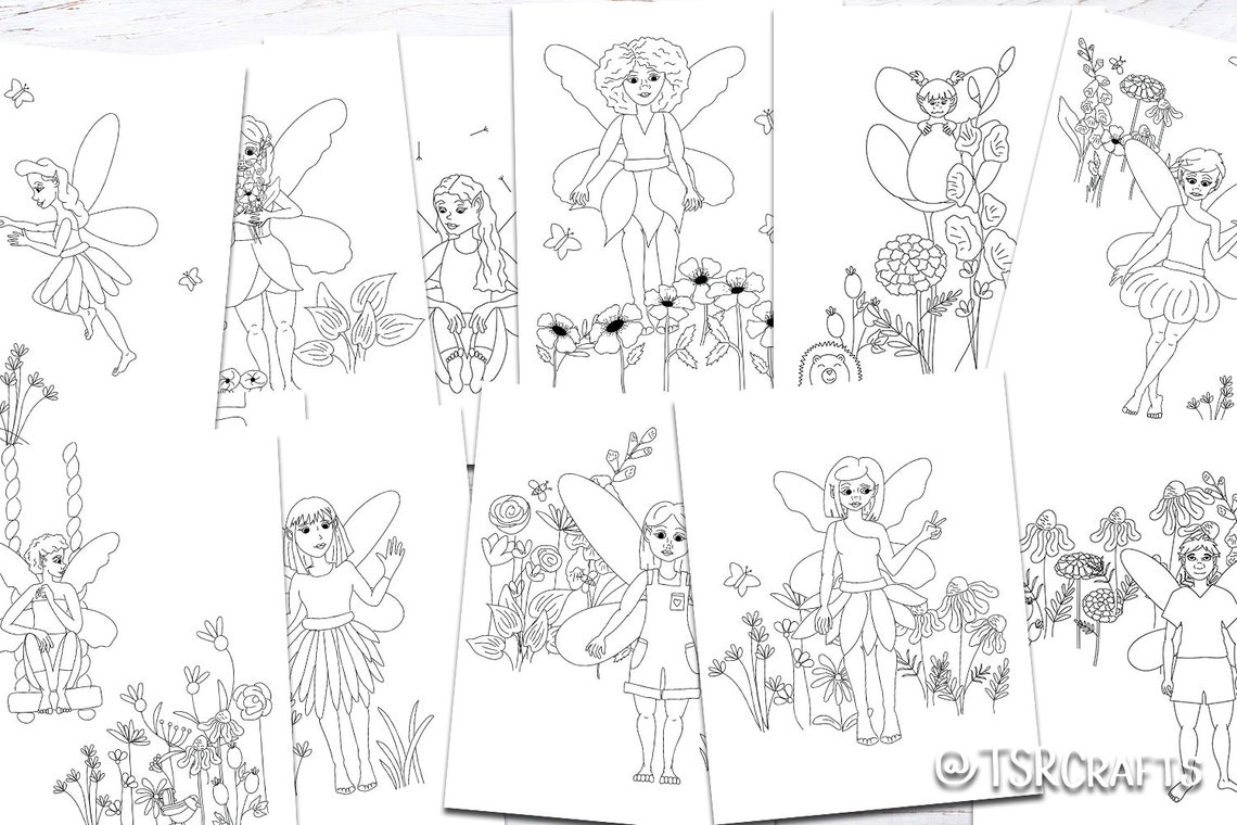 Printable Fairy Coloring Page Template Bundle / Fairy Garden - Etsy