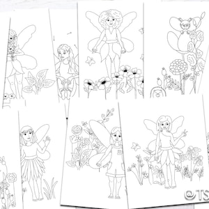 Printable Fairy Coloring Page Template Bundle / Fairy Garden Coloring ...