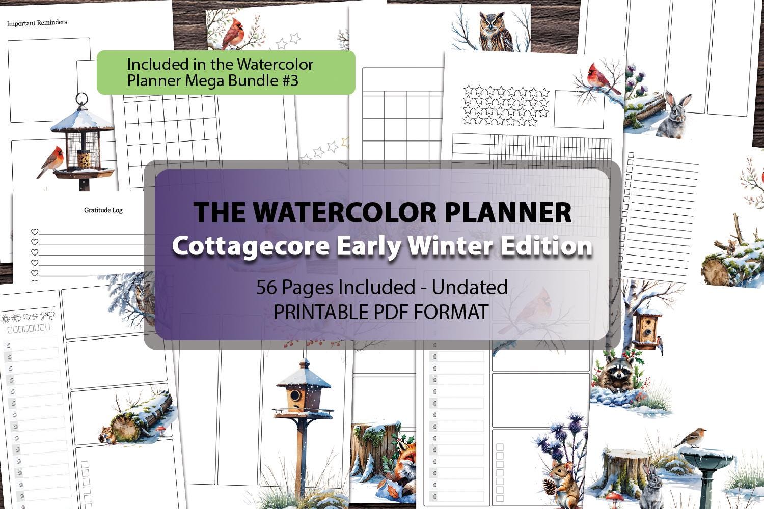 Planner Pages PDF Cozy Winter Daily Weekly Monthly Planner Cottagecore ...