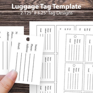 Modello per etichetta da appendere al bagaglio 2 1/8" x 3 1/4" Modello digitale per creare le tue etichette per bagagli da viaggio in formato PDF e PNG 2,125x3,25"