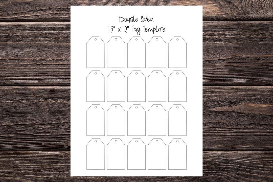 Tag Format 5 Inches Printable Tag Template /digital Tag Template 1.5