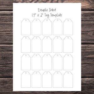 Printable Tag Template /Digital Tag Template 1.5&quot; x 2&quot; Blank Gift Tagstag template pdf png svg eps  Create your own TAGSDouble-sided
