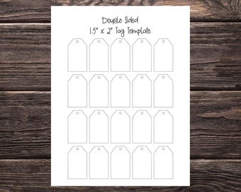Printable Tag Template /Digital Tag Template 1.5" x 2" Blank Gift Tagstag template pdf png svg eps  Create your own TAGSDouble-sided