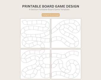 Printable Blank Board Game Templates 4 pieces layout Set #6 game design printable game diy game large board game, game board 4 sections