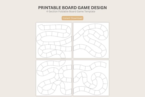 Printable Blank Board Game Templates 4 pieces layout Set #6 game design printable game diy game large board game, game board 4 sections