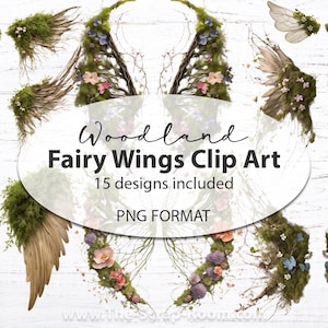 Pacote de Clip Art de Asas de Fada da Floresta Asas de Fada com Tema da Natureza Asas de Anjo Asas PNG realistas