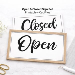 オープンクローズサイン 印刷可能 + カットファイル デジタルダウンロード DIY ショップ ビジネスサイン