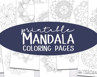 Printable Mandala Coloring Pages - 12 Coloring pages for adults or kids -  Ready to print PDF