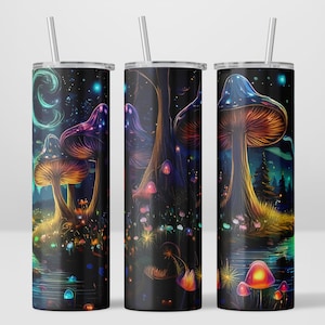 Sublimation tumbler png design 20 oz skinny tumbler sublimation design png skinny tumbler magical mushroom seamless tumbler wrap design