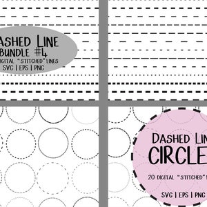 Dashed / Stitched Line Ultimate Bundle  40 designs in total 20 straight line dashed doodles and 20 circle dashed lines to match!
