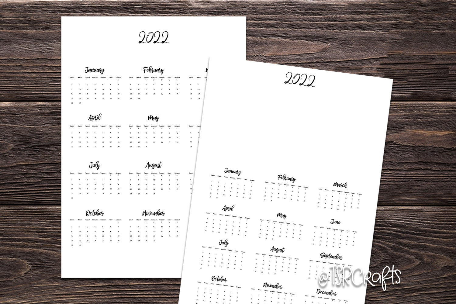 2022 calendar 1 page at a glance calendar for 2022 one 1 etsy