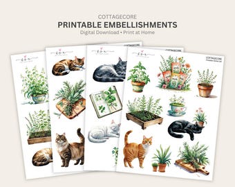 Junk Journal Stickers Bundle Printable ephemera sticker bundle scrapbooking fussy cut instant download cottage core stickers SPRING