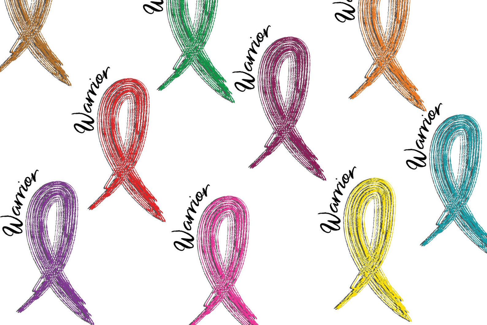 Warrior Cancer Awareness Ribbon Digital Design Mega Bundle Etsy