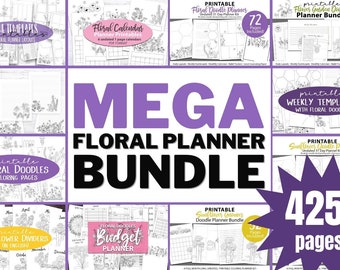 Floral Journal Printables, Planereinlagen, Vorlagen, digitales Journal, Adhd-Planer, Blumen-Tagesplaner, Journal-Kit, Notion Vorlagen