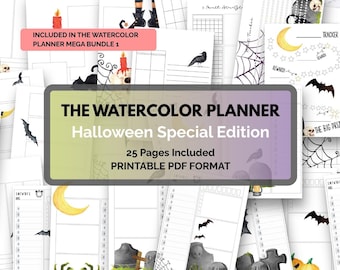 Plantillas imprimibles y digitales para agenda de Halloween. Plantillas para agendas de octubre/Halloween para aficionados y planificadores de Halloween.