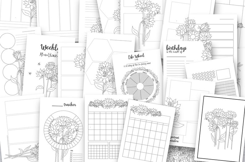 Printable Bullet Planner inserts kit: undated Doodle Planner Ult. Bundle, notion templates, adult coloring pages, templates, pages image 2