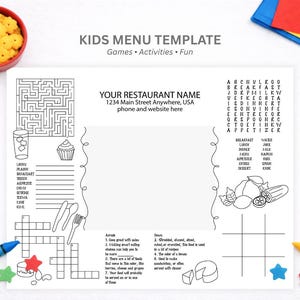 Printable Kid's Menu Template kid's menu printable menu activity menu kids activity party decor, party printable, activity sheet