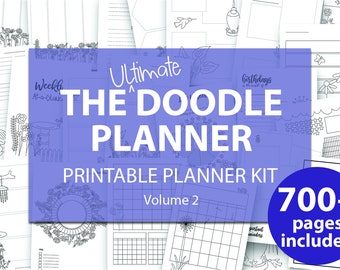 Printable Bullet Planner inserts kit: undated Doodle Planner Ult. Bundle, notion templates, adult coloring pages, templates, pages