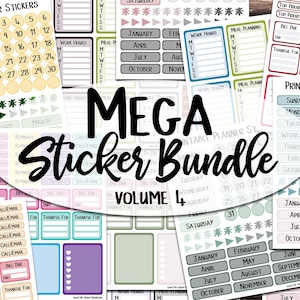 Mega Sticker Bundle 4 - Printable & Digital sticker bundle for scrapbooking, planners, organizers, journals, calendars and more!