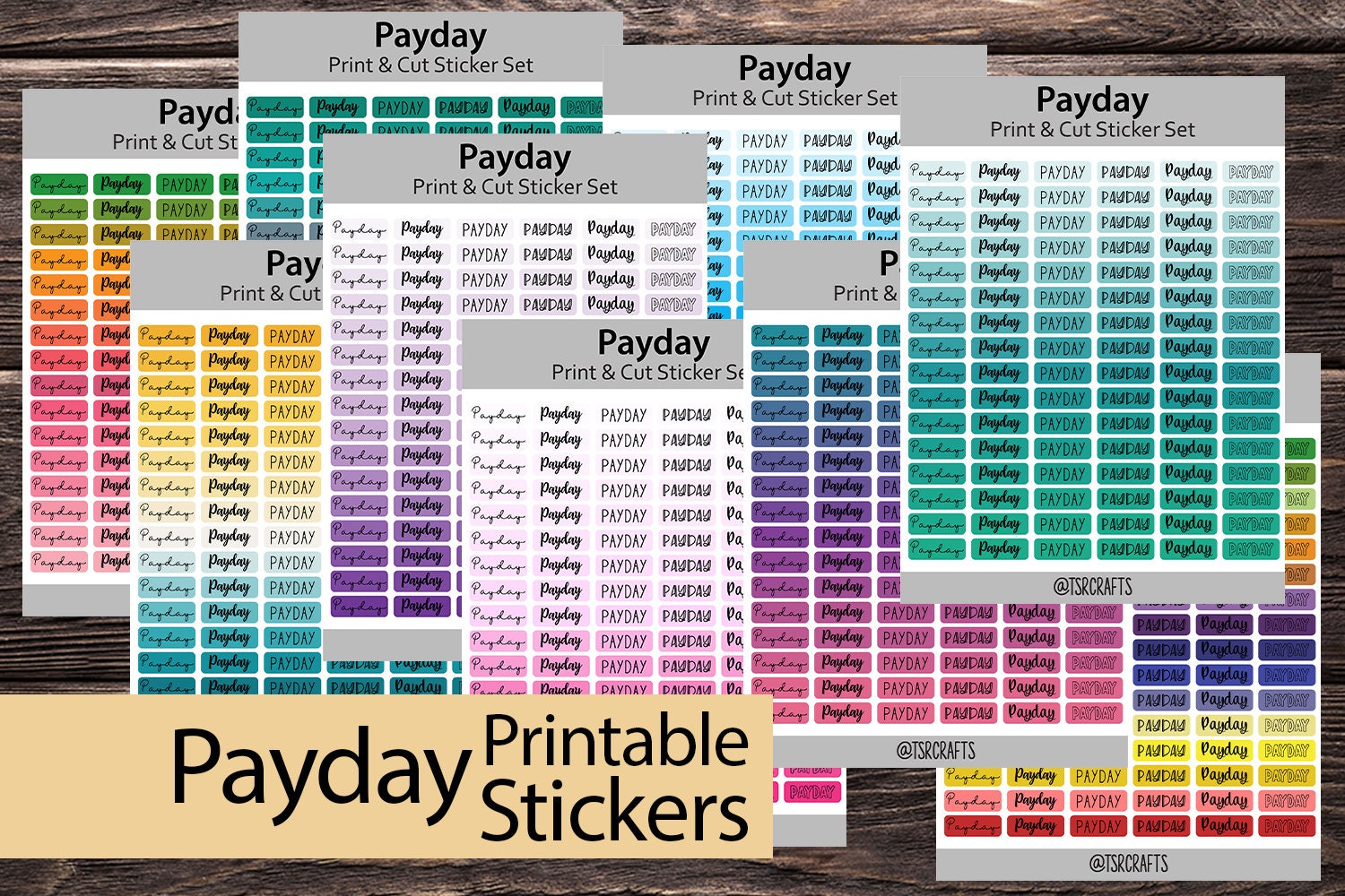 Printable Payday Planner Sticker Bundle 9 color variations | Etsy