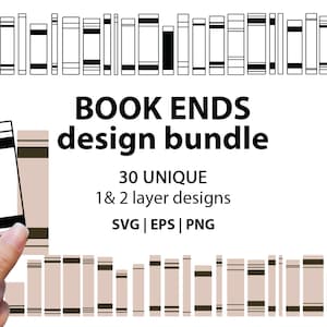 Book Spines SVG Bundle, book ends, book svg, reading svg, library svg, book spine cut files, book die cuts, 1 & 2 layered Book SVG Cut files