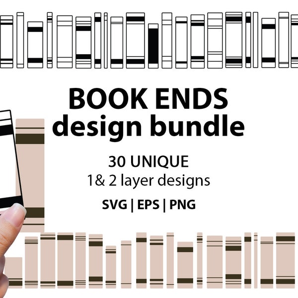 Book Spines SVG Bundle, book ends, book svg, reading svg, library svg, book spine cut files, book die cuts, 1 & 2 layered Book SVG Cut files