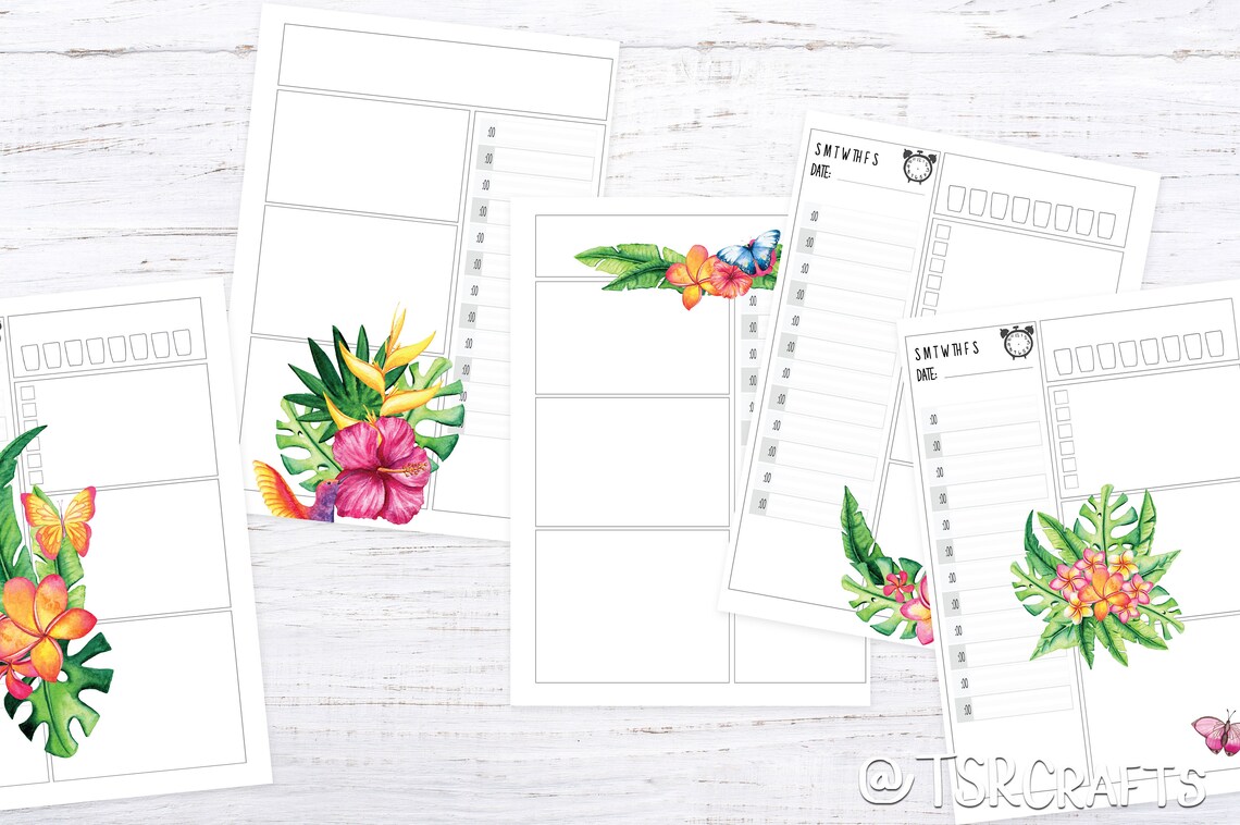 Printable Planner Inserts &amp; Digital Planner Set Tropical - Etsy