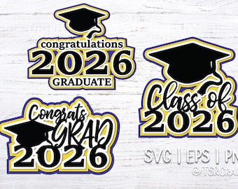 Class of 2026 SVG-bundel gelaagde svg grad-ontwerpen Senior 2026 svg-ontwerp png-bestand clip art sublimatie ontwerp knippen