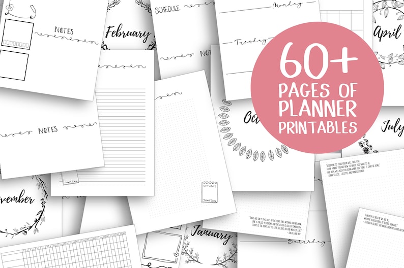 Digital Download A5 Planner Inserts Printable Planner Kit with Daily Weekly Monthly Layouts Refillable Planner Pages Templates for Home Office or School Planning