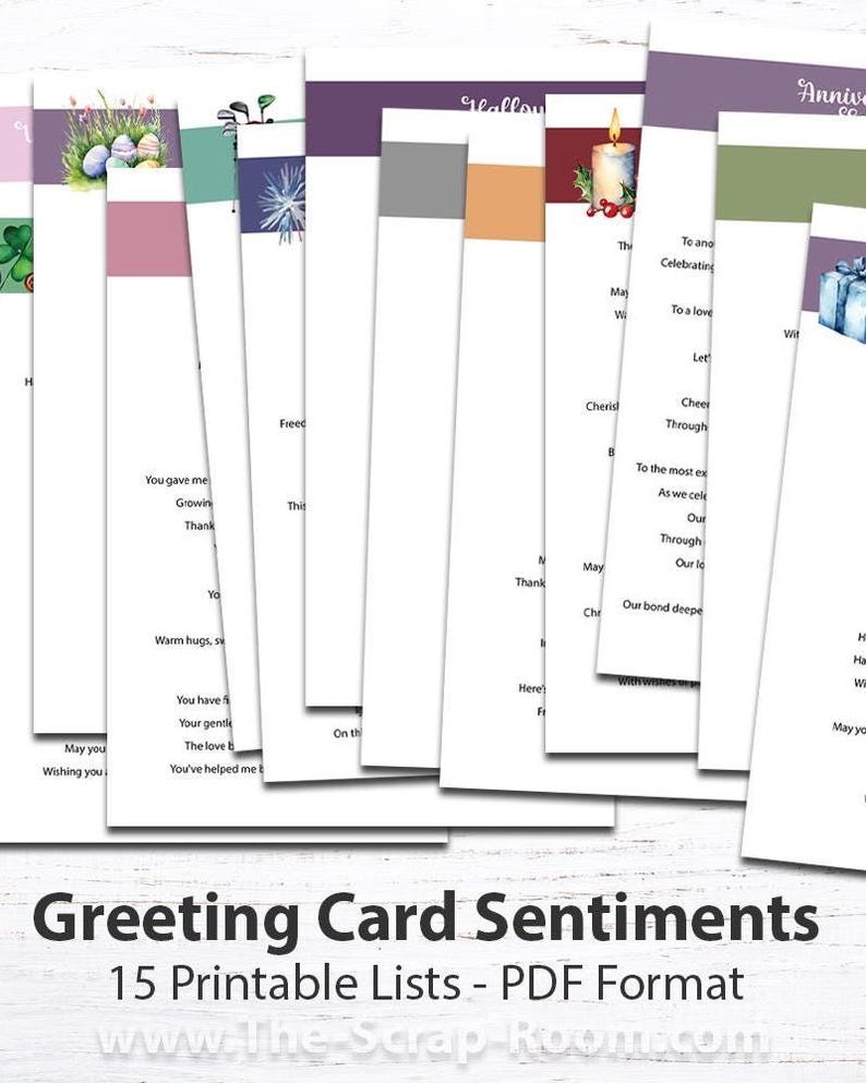 Sentiment Templates Printable Greeting Card Sentiments Lists Ideas to Write in Your ...