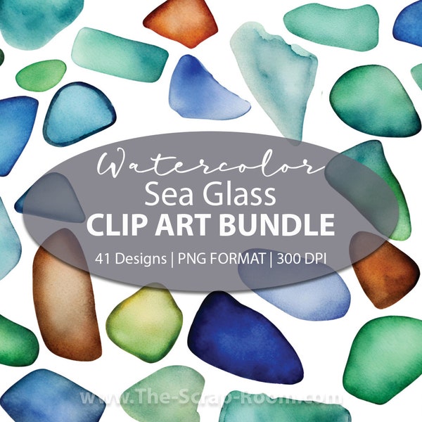 Beach Glass, Sea Glass Watercolor Clip Art PNG Designs, watercolor beachy clip art, beach png