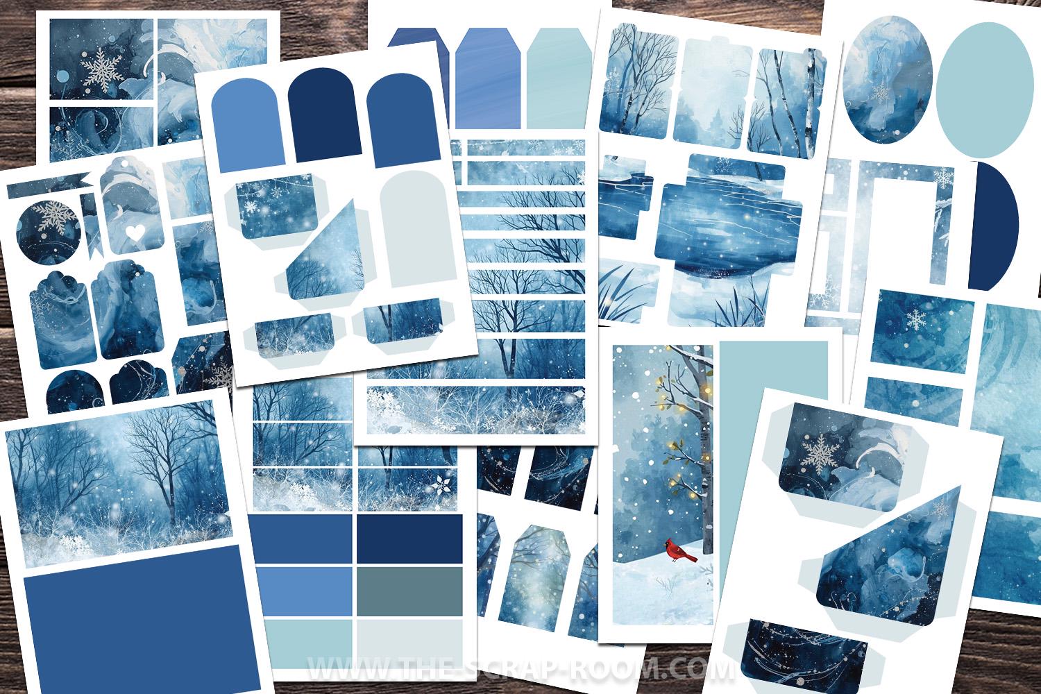Blue Wonderland Christmas Junk Journal Kit Printable Winter Ephemera ...
