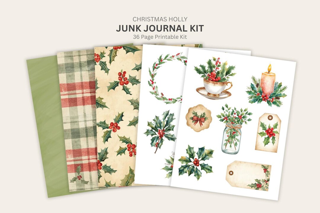Christmas Junk Journal Kit Vintage Holiday Ephemera Printable ...