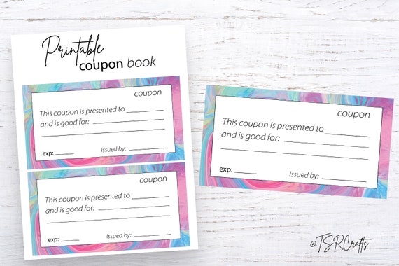 Coupon Book Printable Template Rainbow Design 1 Page | Etsy