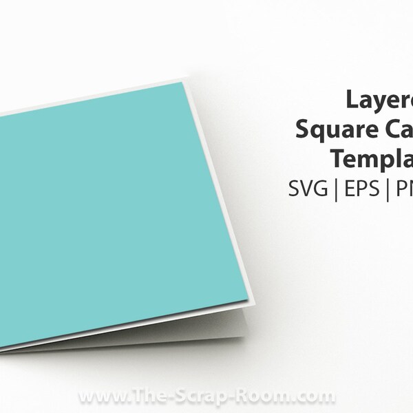 Layered Square Card Template - 5.5"x5.5" card cut files with rectangle accent layer, layered card design, square card svg, for card making