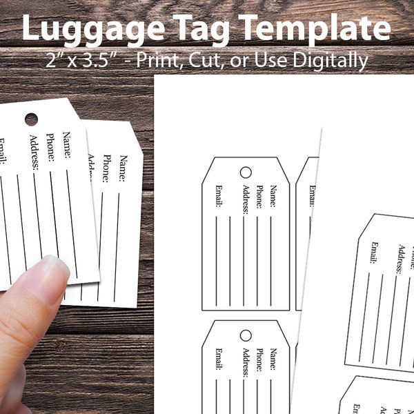 Luggage Hang Tag Template - 2" x 3.5" digital Tag template to create your own luggage tags for travel - pdf, svg, eps, png formats