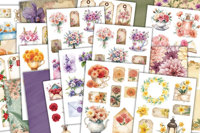 Floral Junk Journal Kit Mega Bundle Vintage Printable Ephemera ...