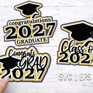 Download Graduation Cap Banner Svg Banner With Graduation Caps Grad Etsy