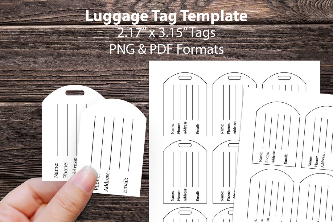 Luggage Hang Tag Template Rounded Top Luggage Tags 2 17 quot x3 15 quot Digital