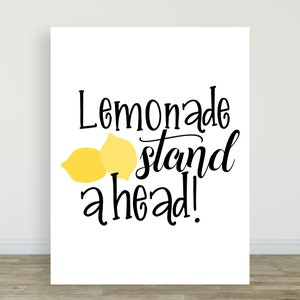 Lemonade Stand Ahead! Printable poster sign for lemonade stands - Print at home poster - lemonade stand marketing - kids lemonade stand