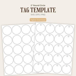Sjabloon voor ronde labels, sjabloon voor cadeaulabels, sjabloon voor ronde hanglabels van 5 cm, afdrukbare ronde labels, afdrukbare cadeaulabels, blanco label, bewerkbaar labelsjabloon