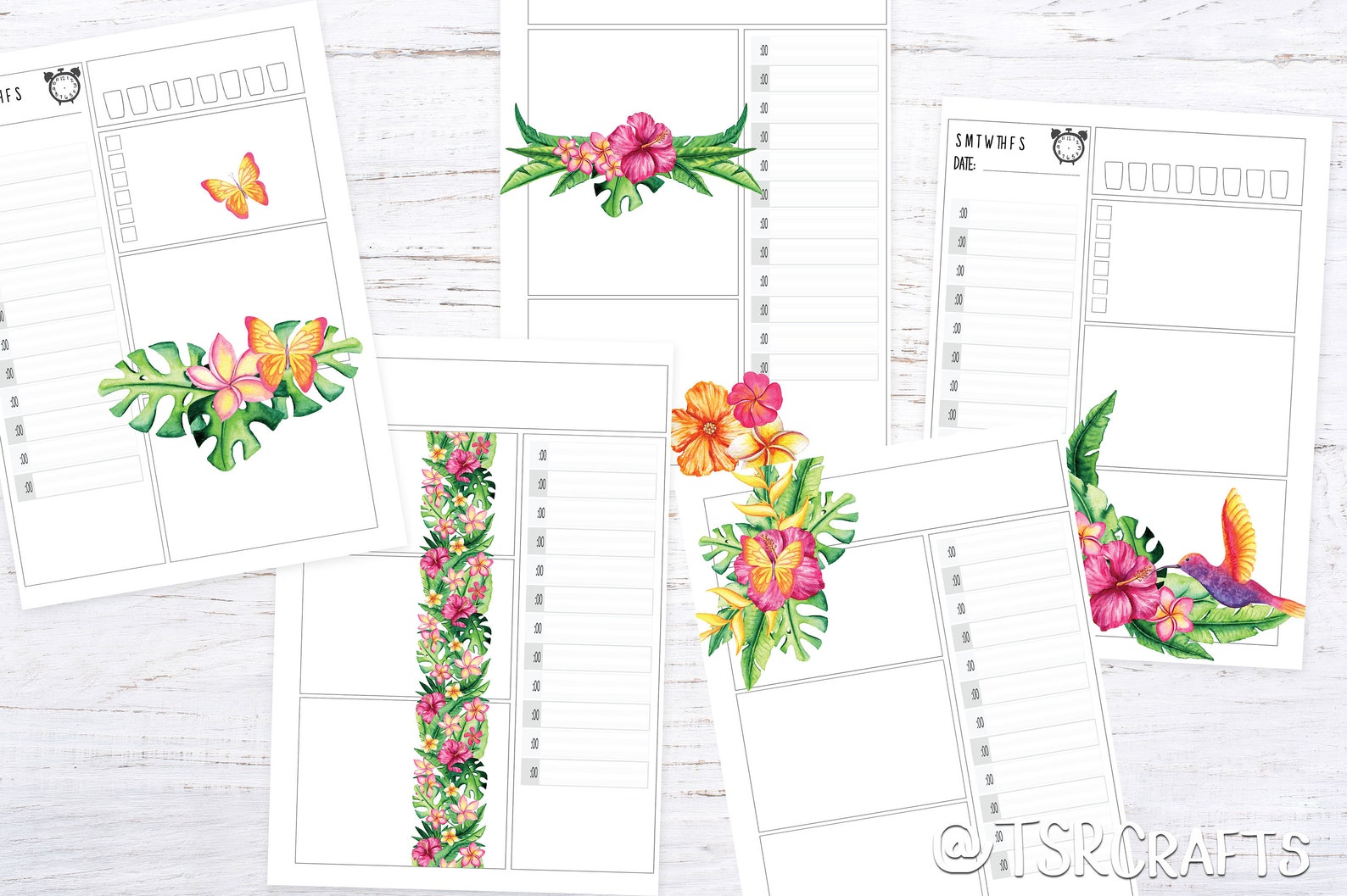 Printable Planner Inserts &amp; Digital Planner Set Tropical - Etsy