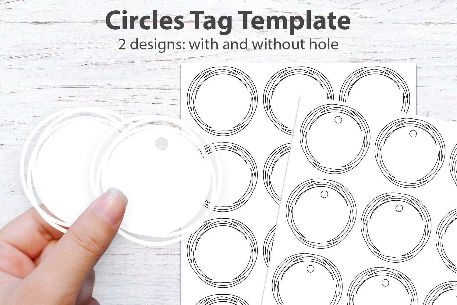 Circles Hang Tag With Border Template Circle Tags Template - Etsy