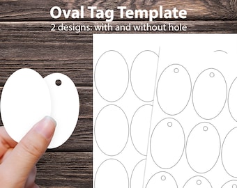 Oval Hang Tag Template - 2" x 3" Oval Round Tag template