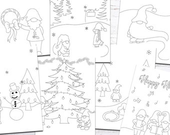 Printable Coloring Pages - Christmas Gnomes