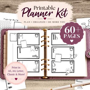 Printable Planner Inserts: Daily, Weekly, Monthly Layouts - print as US Letter, Classic, A4, A5 planner inserts and many other sizes
