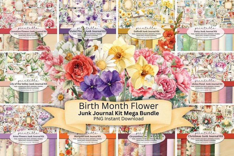 Floral Junk Journal Kit Mega Bundle Vintage Printable Ephemera ...