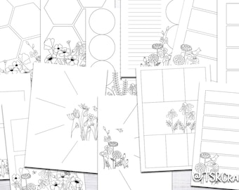 Weekly Journal Planner Template Designs  Digital weekly layouts 10 pk  1 and 2 page weekly spread designs for planners and journals
