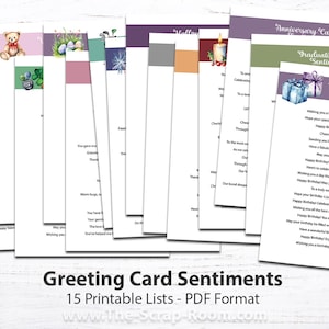 Listas de sentimientos para tarjetas de felicitación imprimibles Ideas para escribir en tus tarjetas de felicitación 15 ocasiones / días festivos Cumpleaños Navidad Aniversario